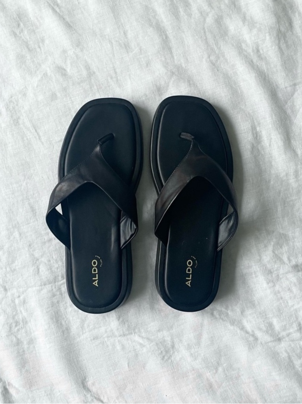 Aldo Black Leather Sandals